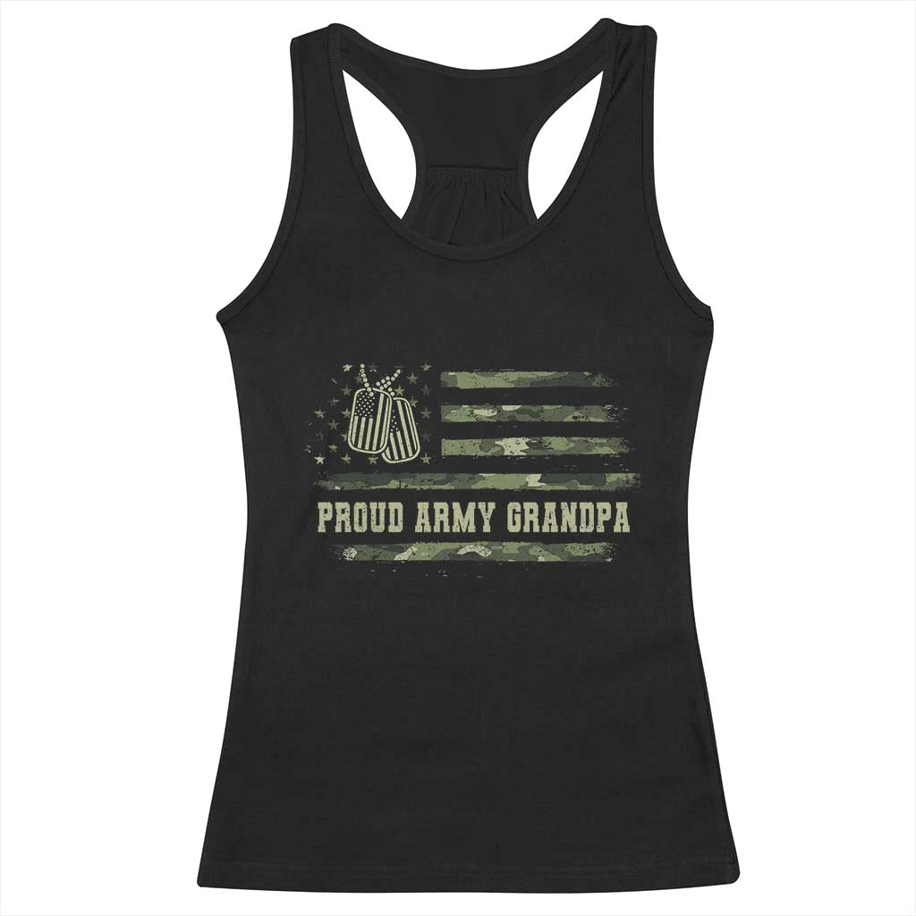 Proud Army Grandpa Racerback Tank Top Vintage Camo American Flag Veteran TS11 Black Print Your Wear