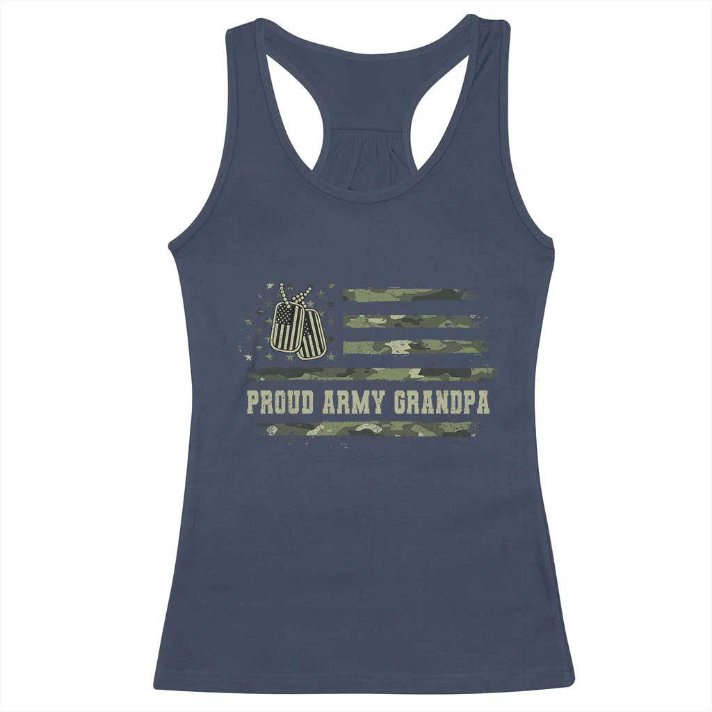Proud Army Grandpa Racerback Tank Top Vintage Camo American Flag Veteran TS11 Navy Print Your Wear