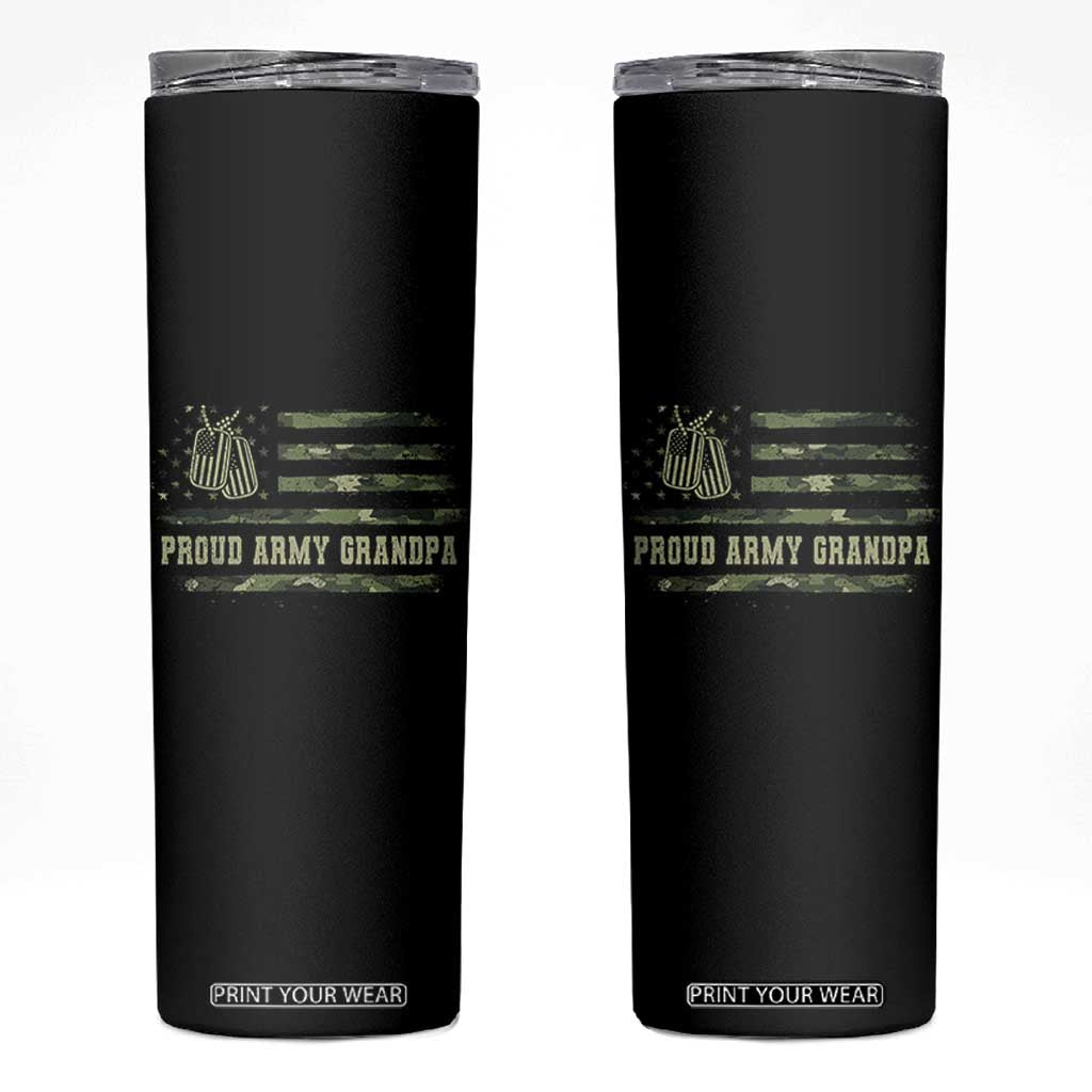 Proud Army Grandpa Skinny Tumbler Vintage Camo American Flag Veteran TS11 Black Print Your Wear