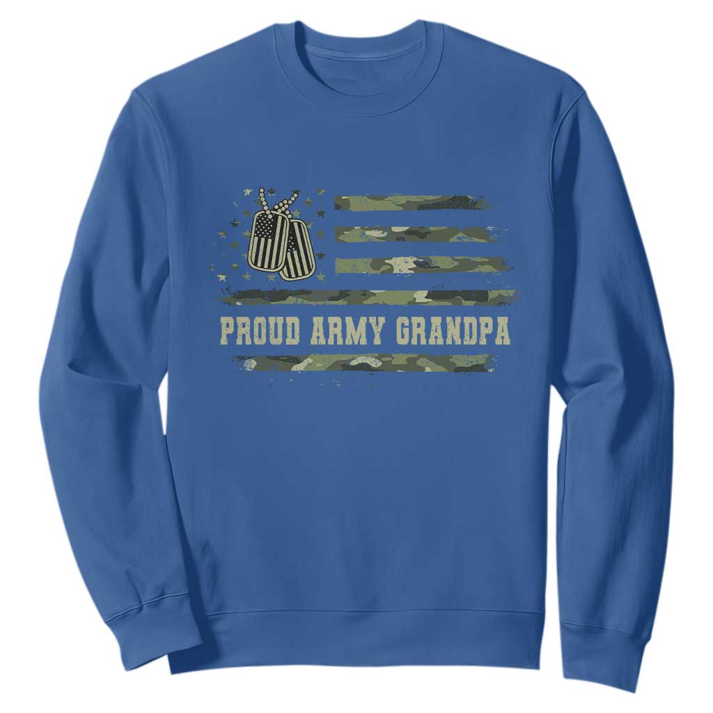 Proud Army Grandpa Sweatshirt Vintage Camo American Flag Veteran TS11 Royal Blue Print Your Wear