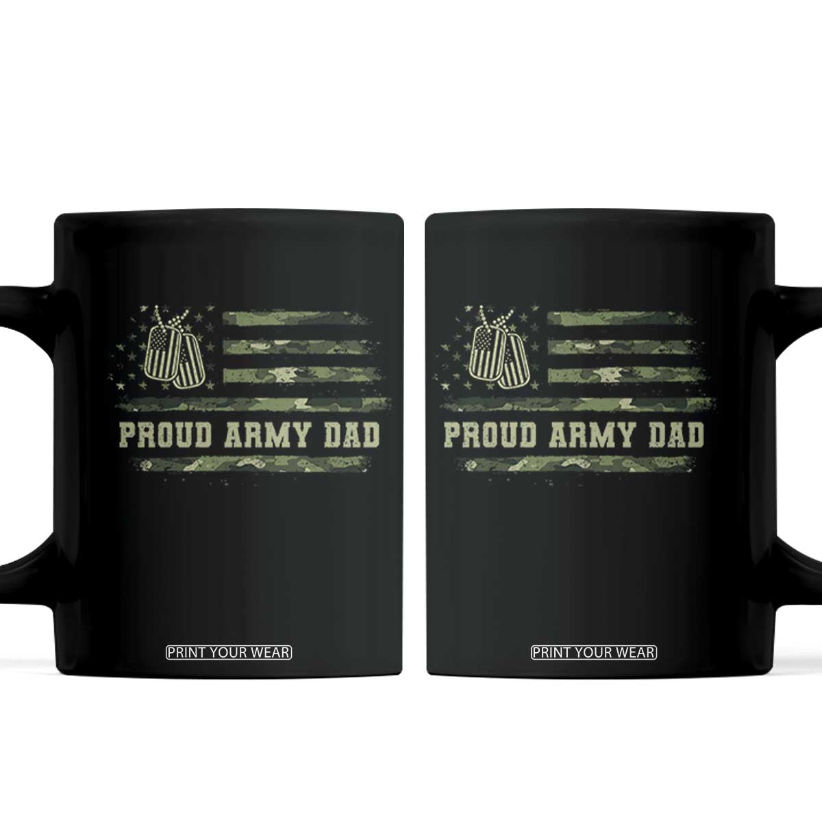 Proud Army Dad Coffee Mug Vintage Camo American Flag Veteran Father's Day TS11 Black Print Your Wear