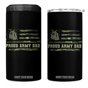 Proud Army Dad 4 in 1 Can Cooler Tumbler Vintage Camo American Flag Veteran Father's Day TS11 One Size: 16 oz Black Print Your Wear
