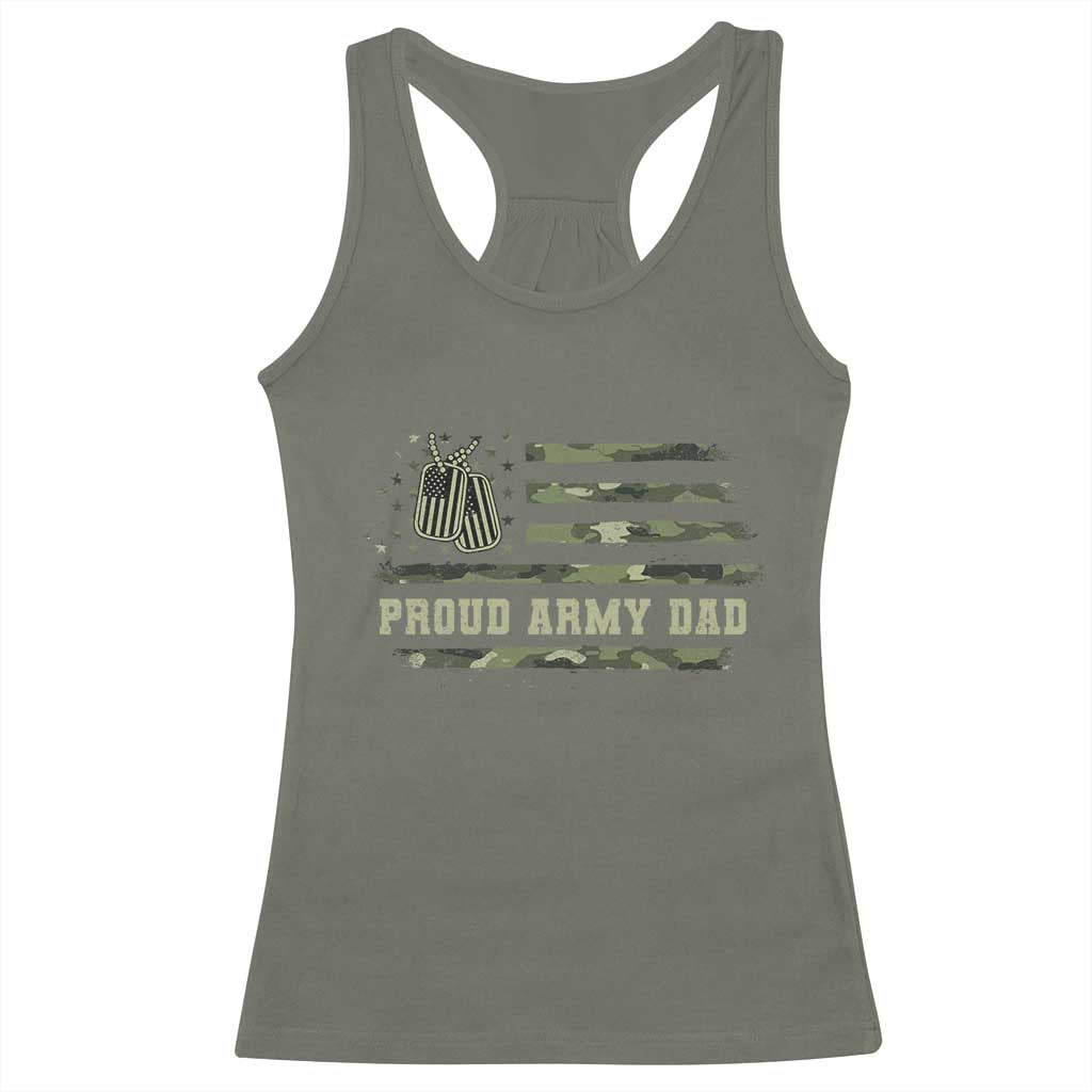 Proud Army Dad Racerback Tank Top Vintage Camo American Flag Veteran Father's Day TS11 Military Green Print Your Wear