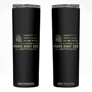 Proud Army Dad Skinny Tumbler Vintage Camo American Flag Veteran Father's Day TS11 Black Print Your Wear