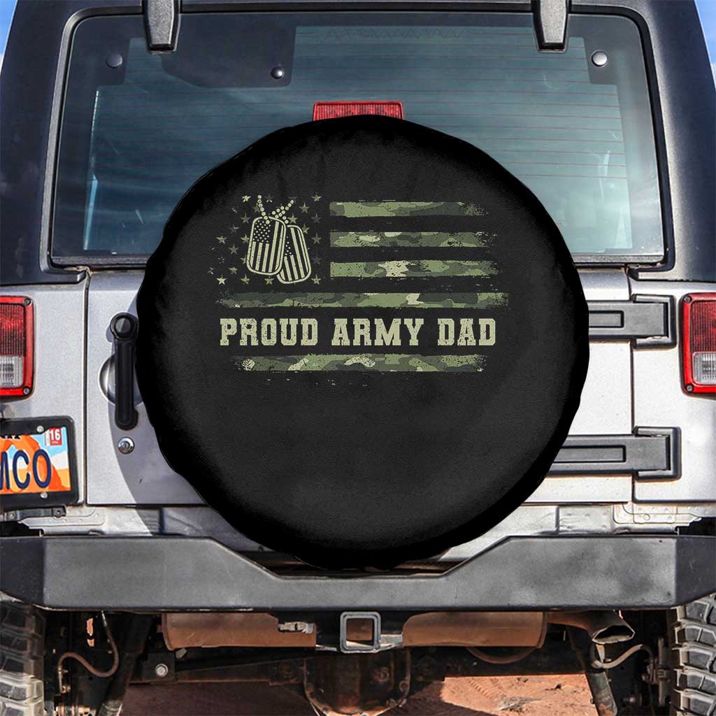 Proud Army Dad Spare Tire Cover Vintage Camo American Flag Veteran Father's Day TS11 No hole Black Print Your Wear