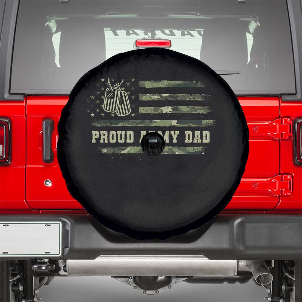 Proud Army Dad Spare Tire Cover Vintage Camo American Flag Veteran Father's Day TS11 Black Print Your Wear