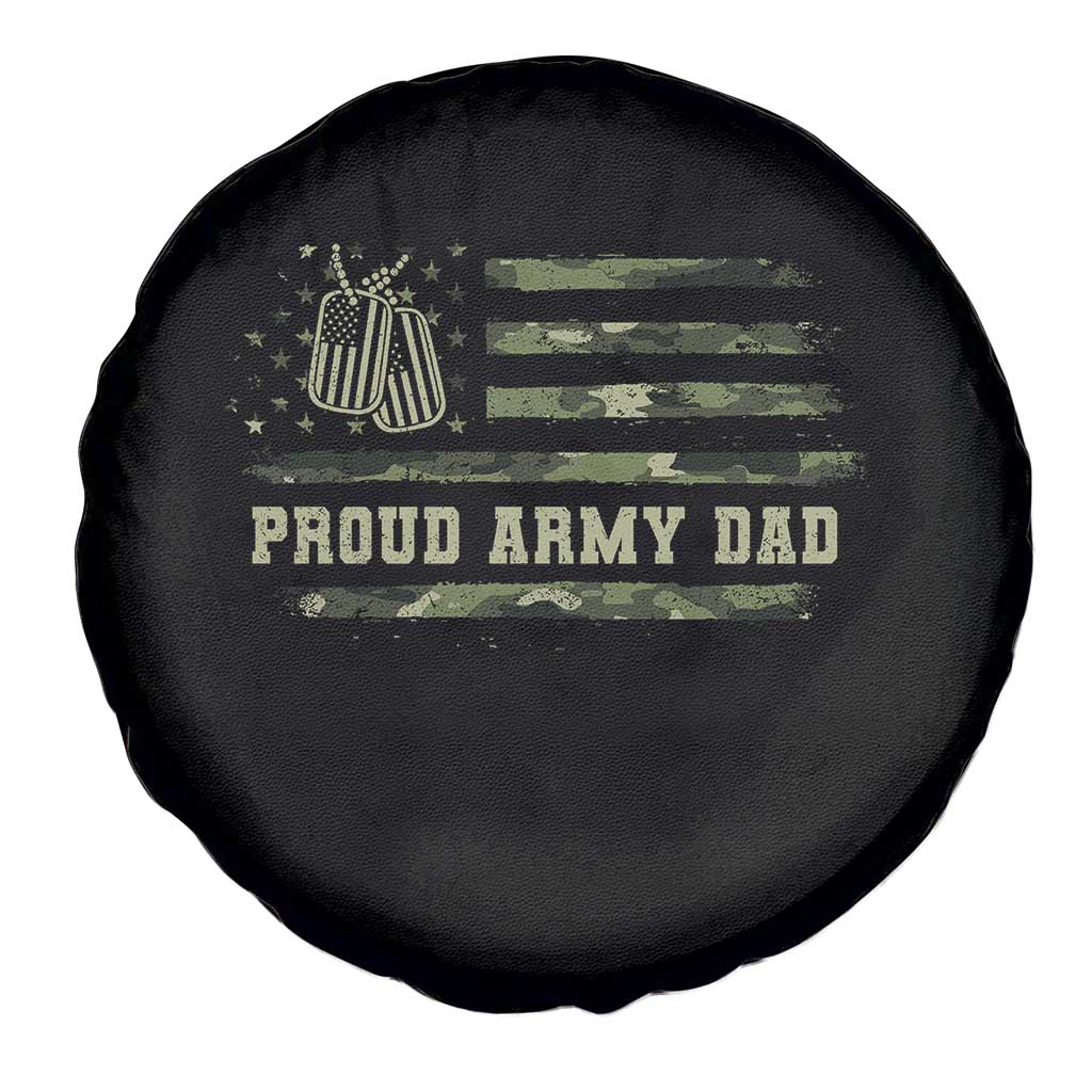Proud Army Dad Spare Tire Cover Vintage Camo American Flag Veteran Father's Day TS11 Print Your Wear