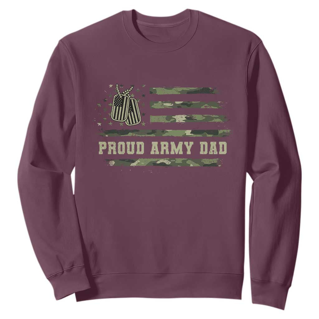 Proud Army Dad Sweatshirt Vintage Camo American Flag Veteran Father's Day TS11 Maroon Print Your Wear