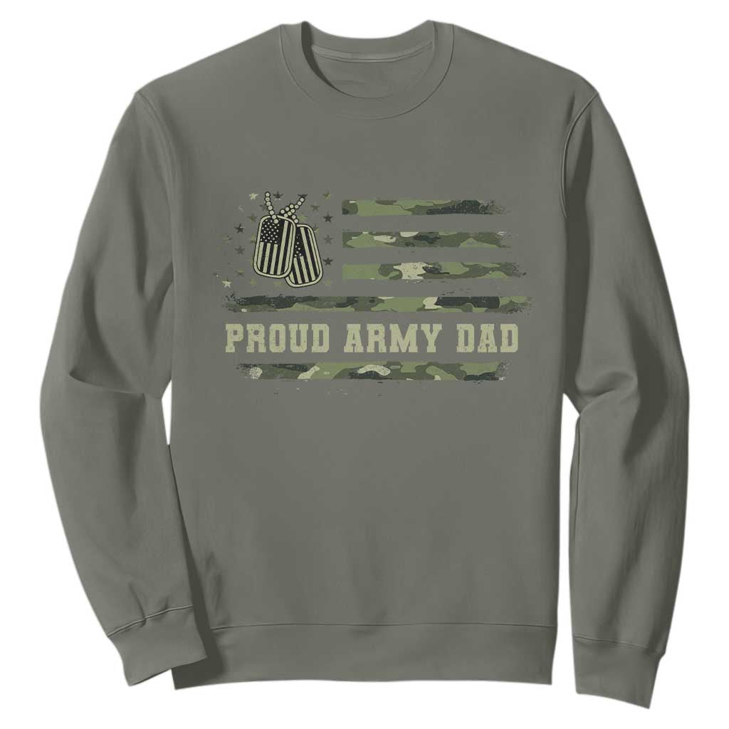 Proud Army Dad Sweatshirt Vintage Camo American Flag Veteran Father's Day TS11 Military Green Print Your Wear
