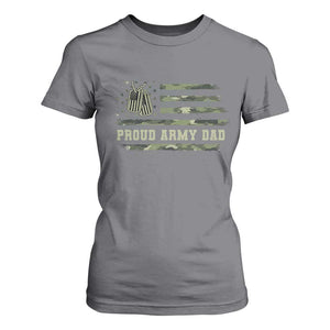 Proud Army Dad T Shirt For Women Vintage Camo American Flag Veteran Father's Day TS11 Charcoal Print Your Wear
