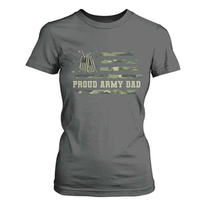Proud Army Dad T Shirt For Women Vintage Camo American Flag Veteran Father's Day TS11 Dark Heather Print Your Wear