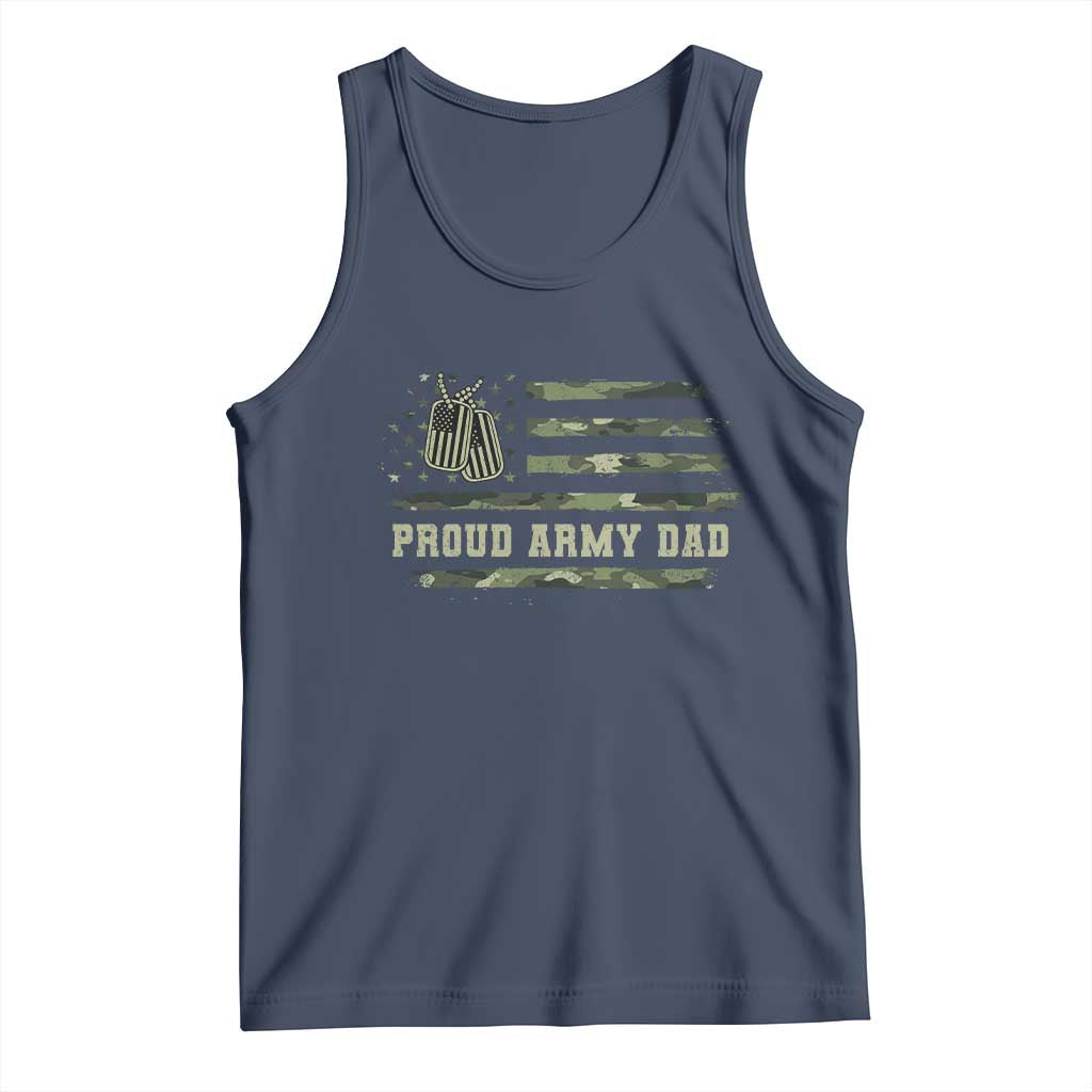 Proud Army Dad Tank Top Vintage Camo American Flag Veteran Father's Day TS11 Navy Print Your Wear