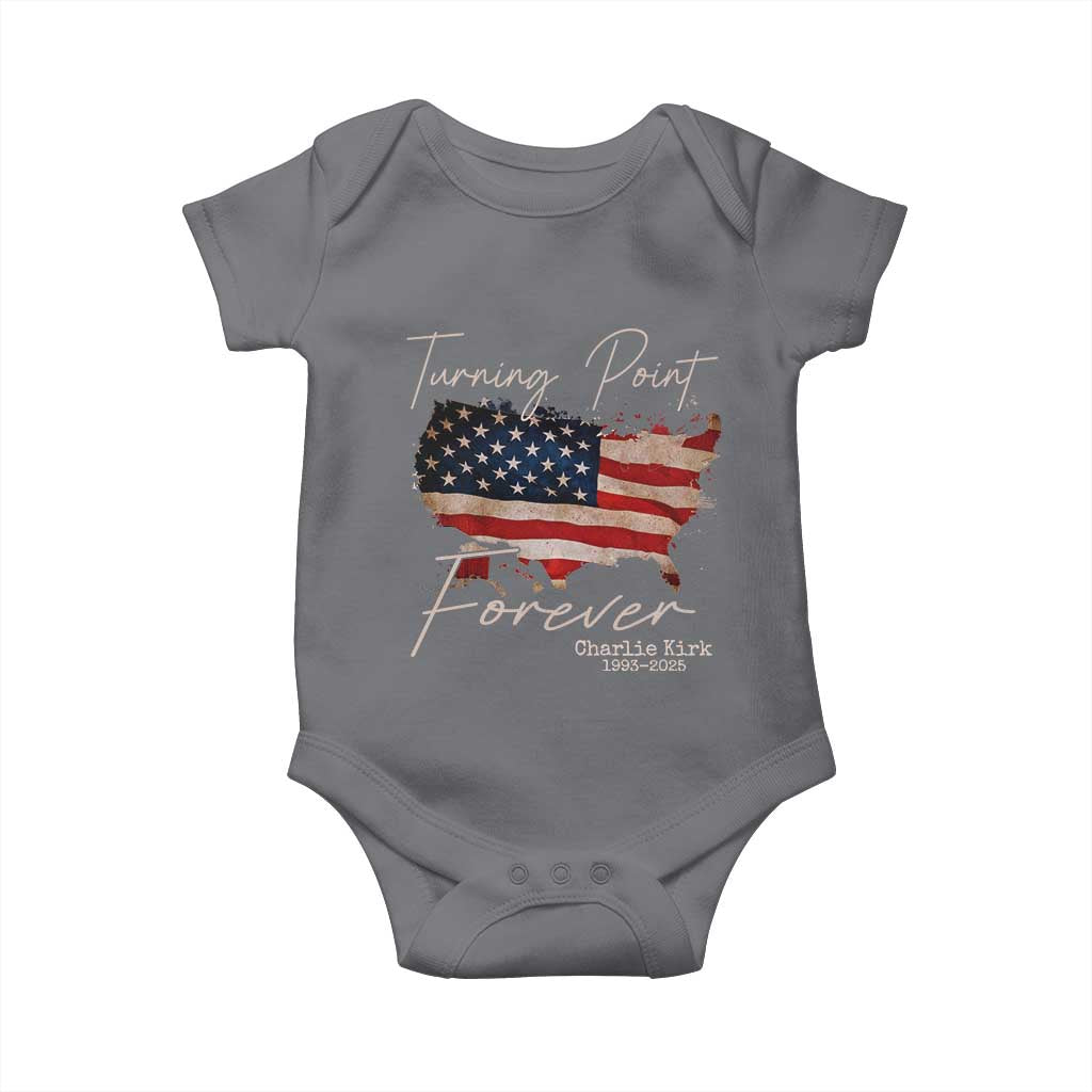 Turning Point Forever Baby Onesie Patriotic American Map Vintage USA Flag TS11 Charcoal Print Your Wear
