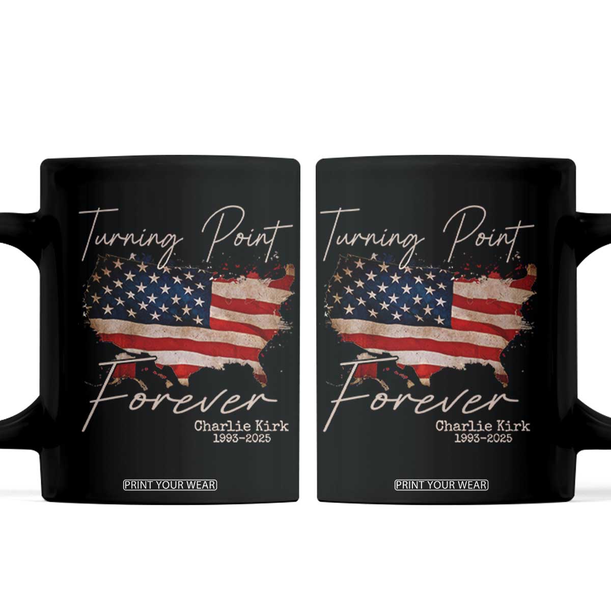 Turning Point Forever Coffee Mug Patriotic American Map Vintage USA Flag TS11 Black Print Your Wear