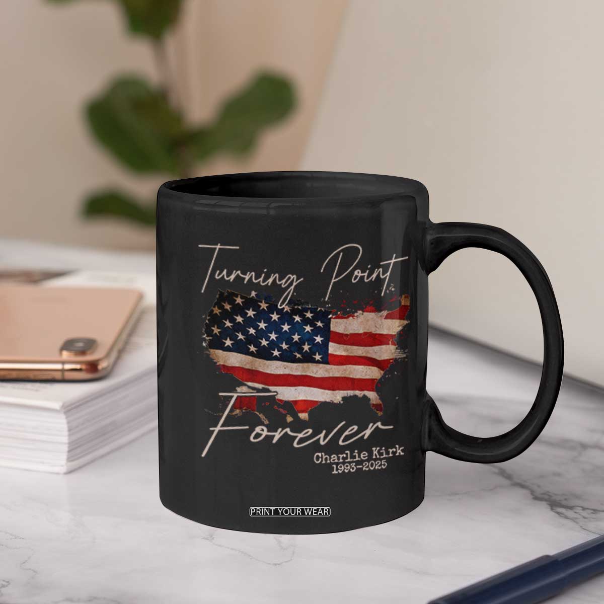 Turning Point Forever Coffee Mug Patriotic American Map Vintage USA Flag TS11 Print Your Wear