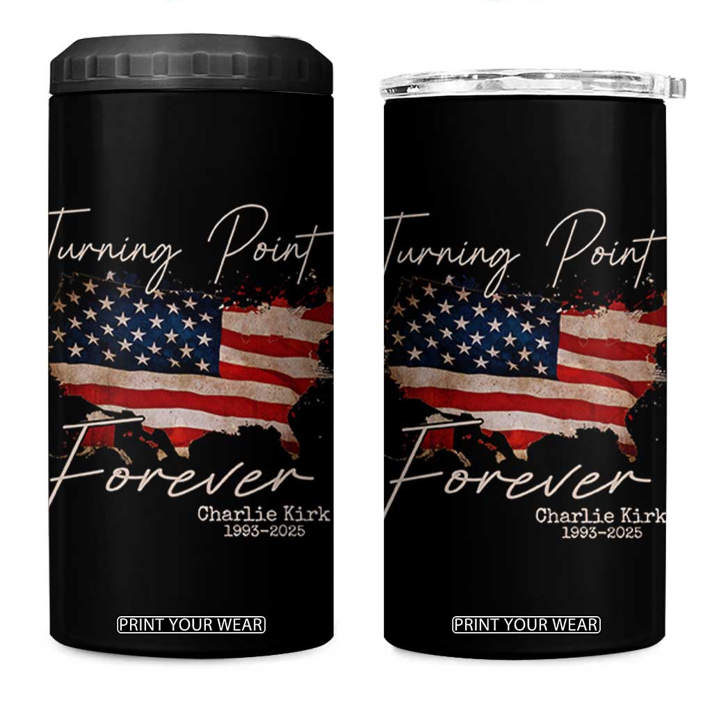 Turning Point Forever 4 in 1 Can Cooler Tumbler Patriotic American Map Vintage USA Flag TS11 One Size: 16 oz Black Print Your Wear
