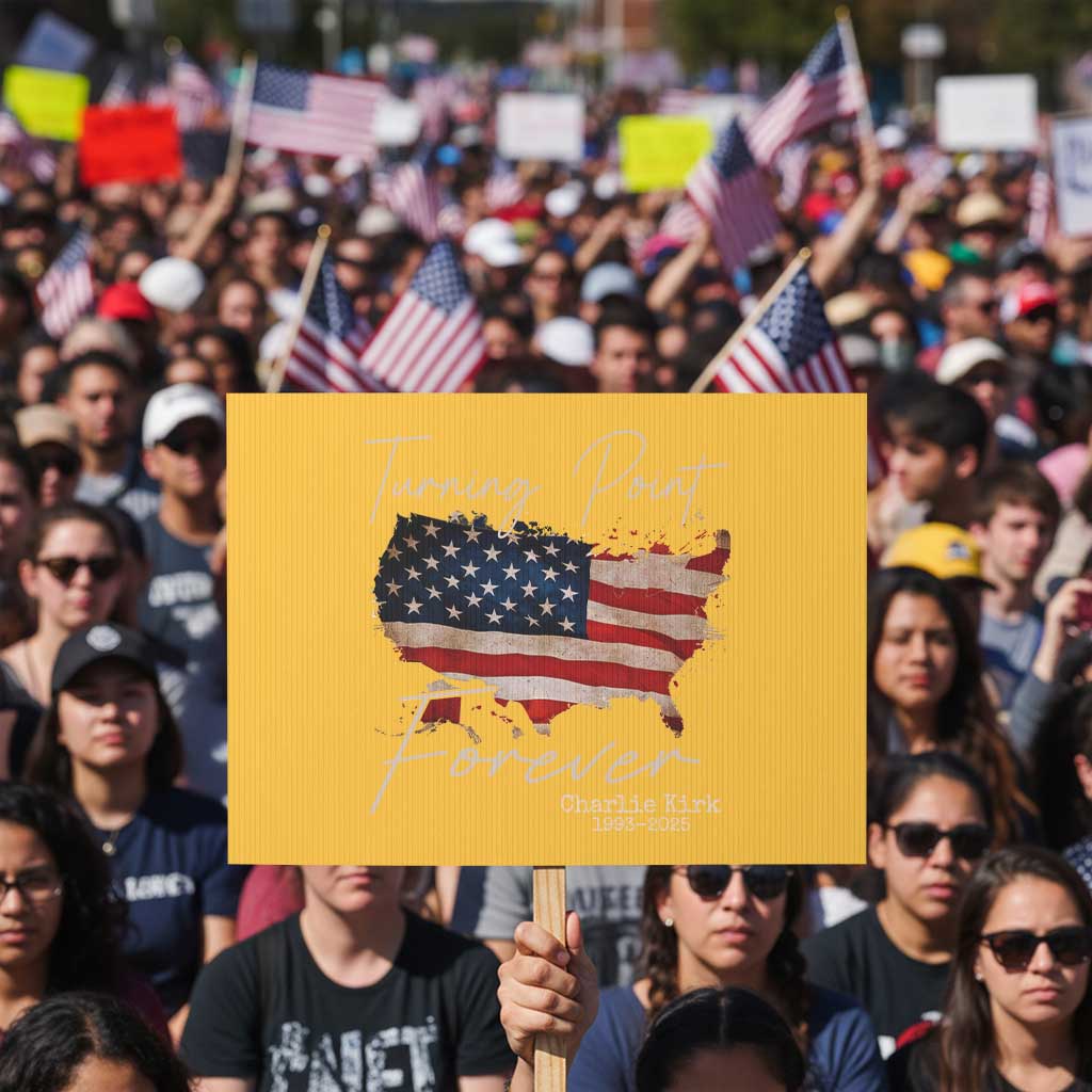 Turning Point Forever Protest Sign Patriotic American Map Vintage USA Flag TS11 Horizontal 18" × 24" Yellow Print Your Wear