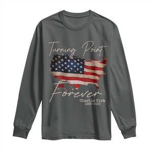 Turning Point Forever Long Sleeve Shirt Patriotic American Map Vintage USA Flag TS11 Dark Heather Print Your Wear