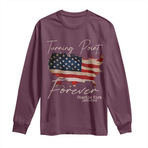 Turning Point Forever Long Sleeve Shirt Patriotic American Map Vintage USA Flag TS11 Maroon Print Your Wear