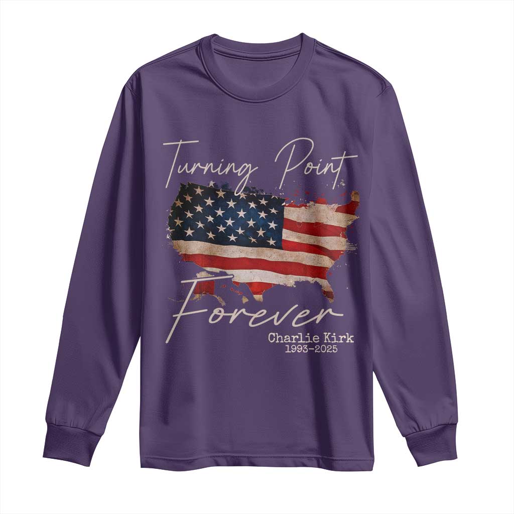 Turning Point Forever Long Sleeve Shirt Patriotic American Map Vintage USA Flag TS11 Purple Print Your Wear