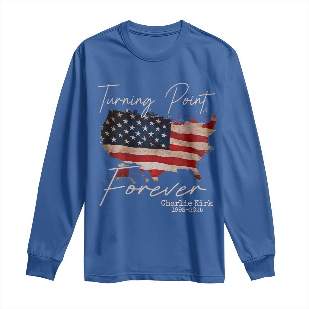 Turning Point Forever Long Sleeve Shirt Patriotic American Map Vintage USA Flag TS11 Royal Blue Print Your Wear