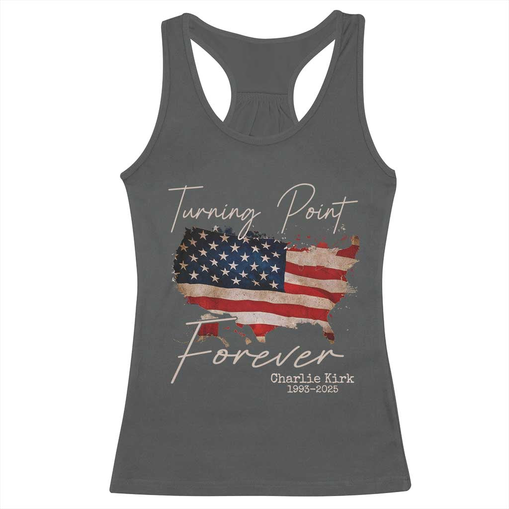 Turning Point Forever Racerback Tank Top Patriotic American Map Vintage USA Flag TS11 Dark Heather Print Your Wear
