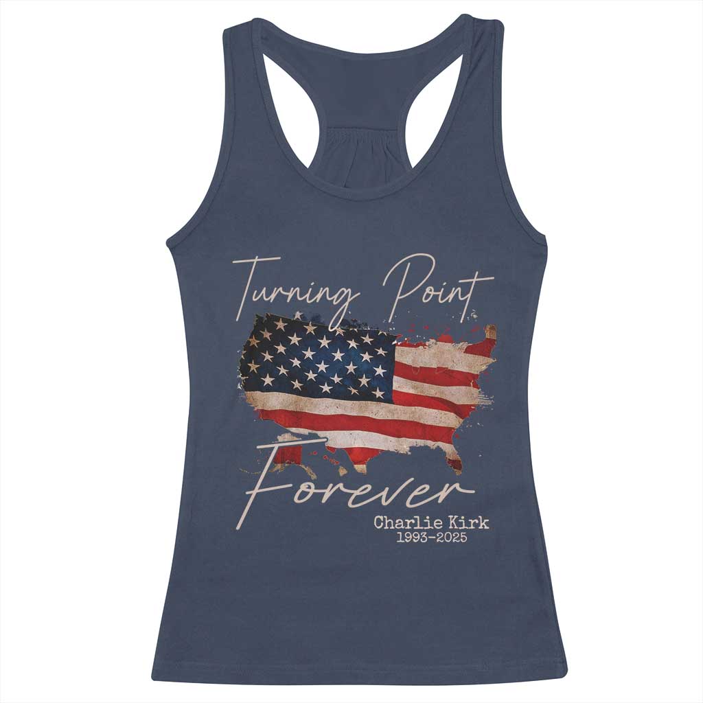 Turning Point Forever Racerback Tank Top Patriotic American Map Vintage USA Flag TS11 Navy Print Your Wear
