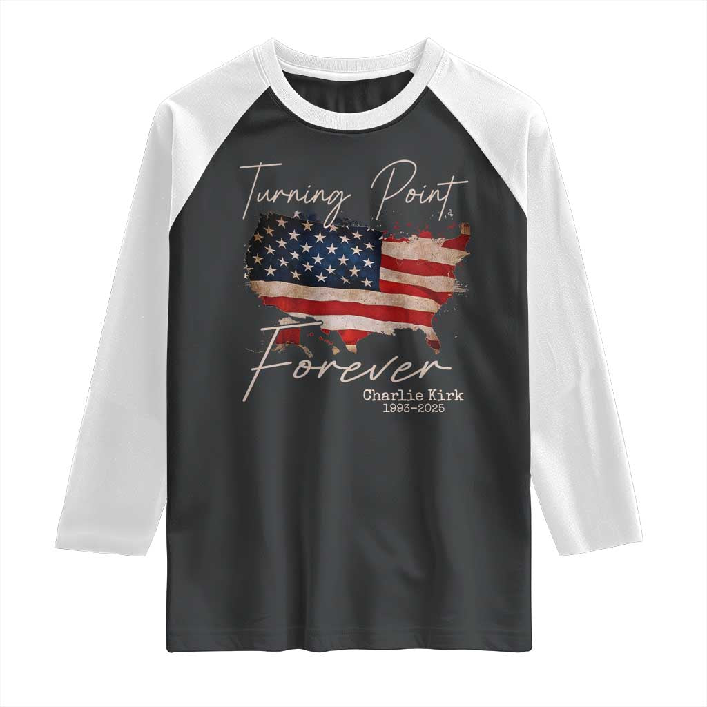 Turning Point Forever Raglan Shirt Patriotic American Map Vintage USA Flag TS11 Black White Print Your Wear
