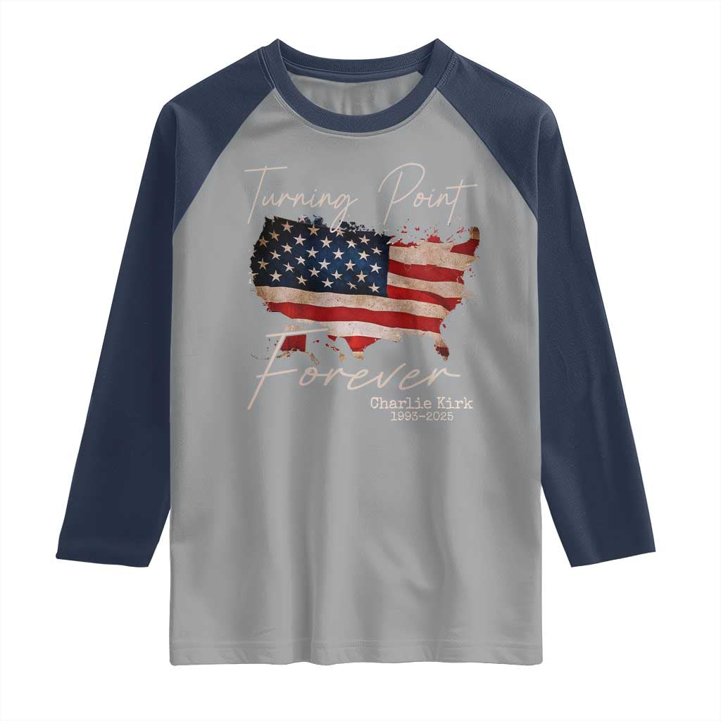 Turning Point Forever Raglan Shirt Patriotic American Map Vintage USA Flag TS11 Sport Gray Navy Print Your Wear