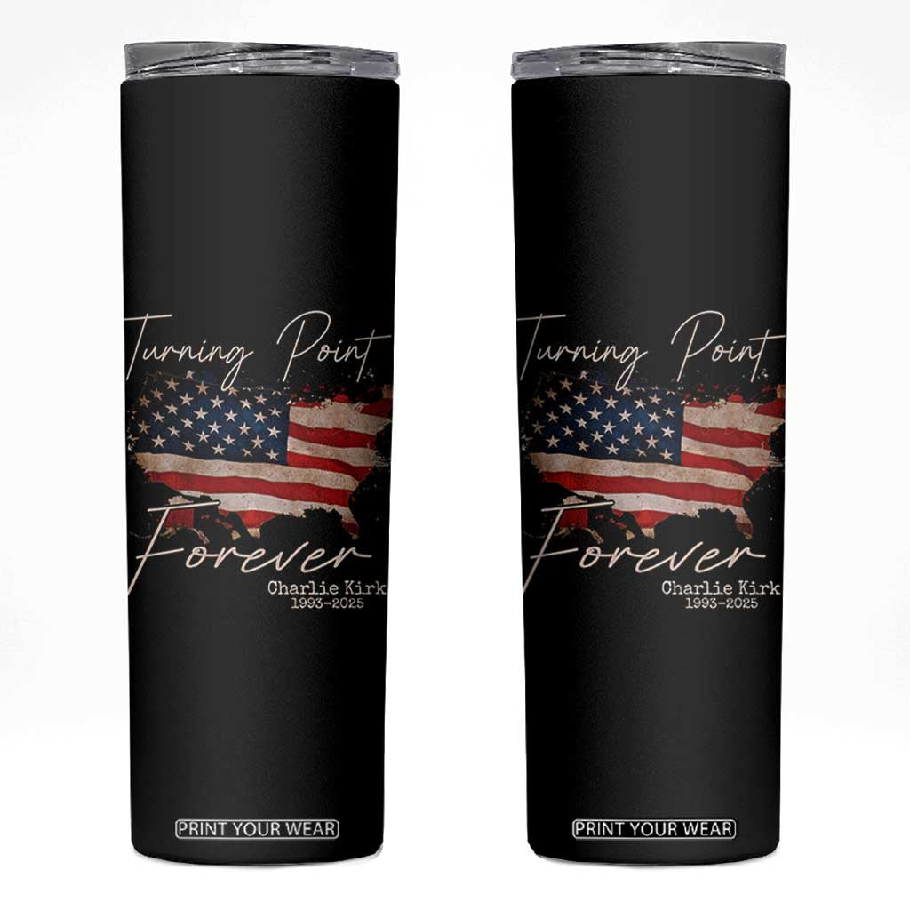 Turning Point Forever Skinny Tumbler Patriotic American Map Vintage USA Flag TS11 Black Print Your Wear