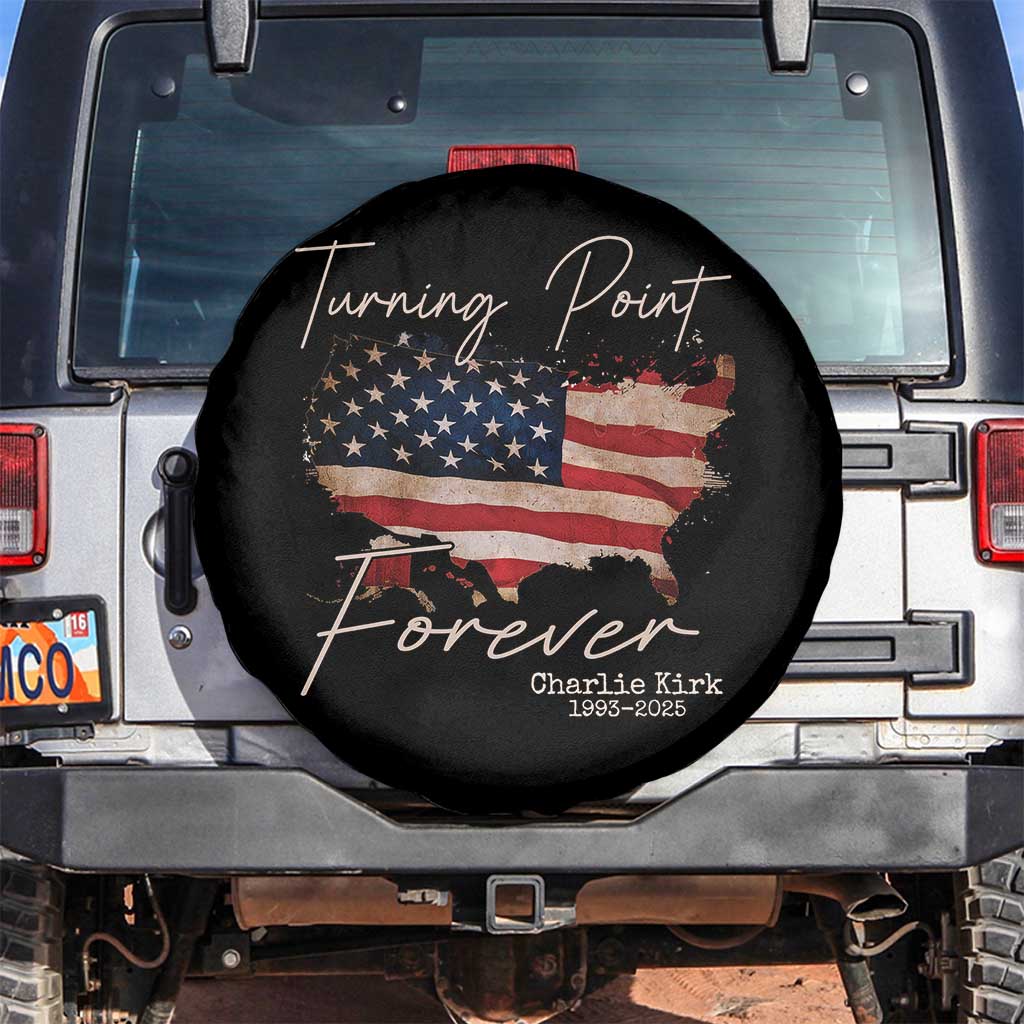 Turning Point Forever Spare Tire Cover Patriotic American Map Vintage USA Flag TS11 No hole Black Print Your Wear