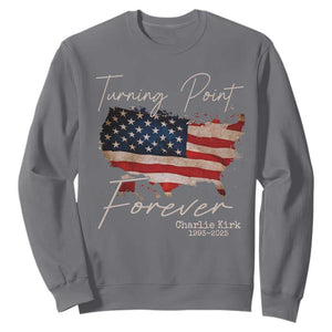 Turning Point Forever Sweatshirt Patriotic American Map Vintage USA Flag TS11 Charcoal Print Your Wear