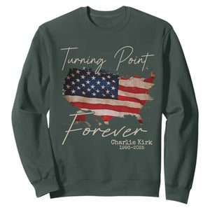 Turning Point Forever Sweatshirt Patriotic American Map Vintage USA Flag TS11 Dark Forest Green Print Your Wear