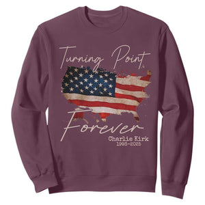 Turning Point Forever Sweatshirt Patriotic American Map Vintage USA Flag TS11 Maroon Print Your Wear