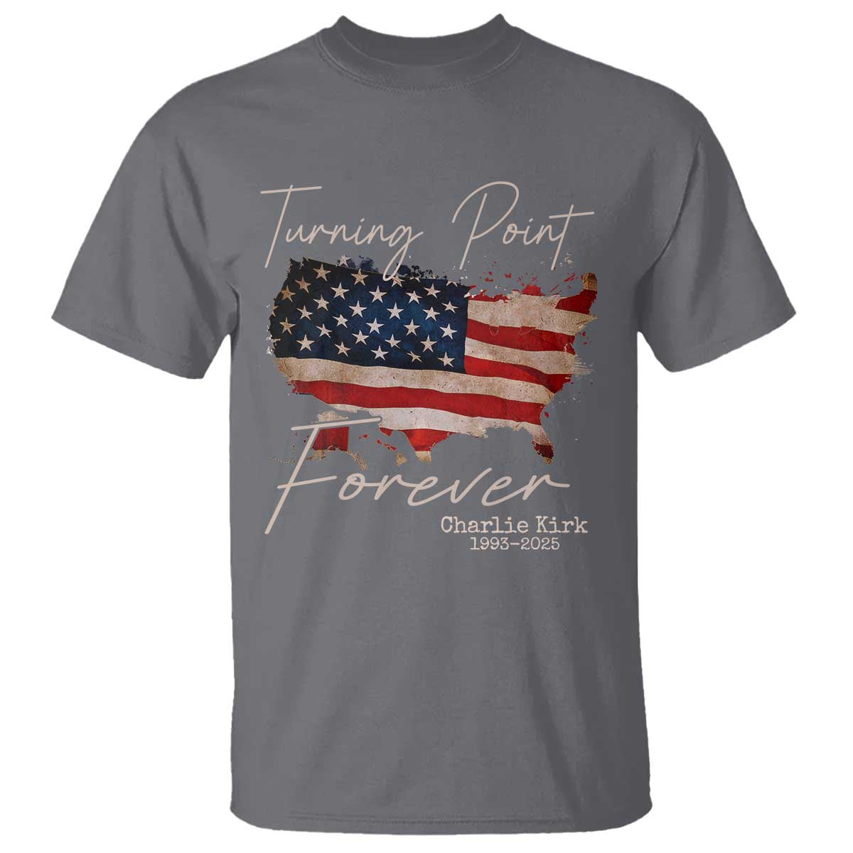 Turning Point Forever T Shirt Patriotic American Map Vintage USA Flag TS11 Charcoal Print Your Wear