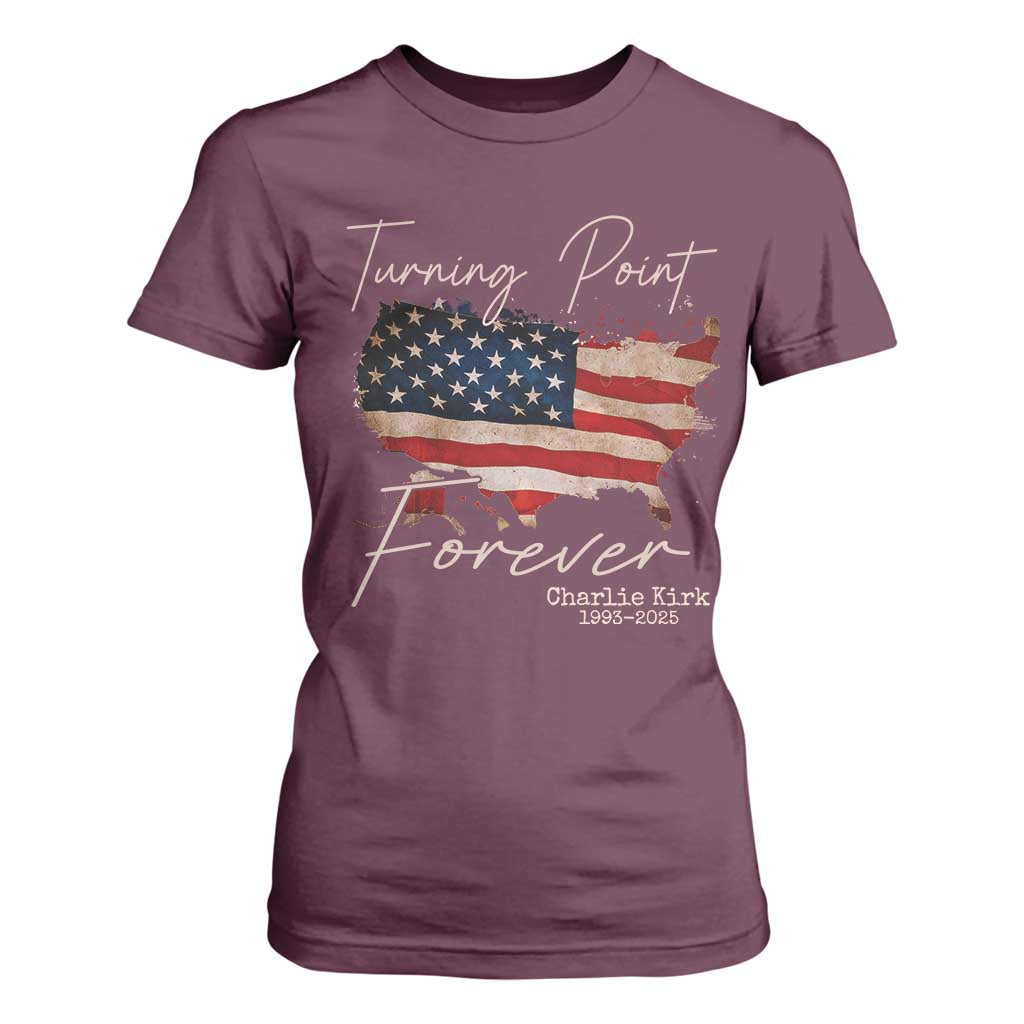 Turning Point Forever T Shirt For Women Patriotic American Map Vintage USA Flag TS11 Maroon Print Your Wear