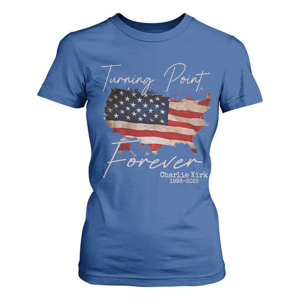 Turning Point Forever T Shirt For Women Patriotic American Map Vintage USA Flag TS11 Royal Blue Print Your Wear
