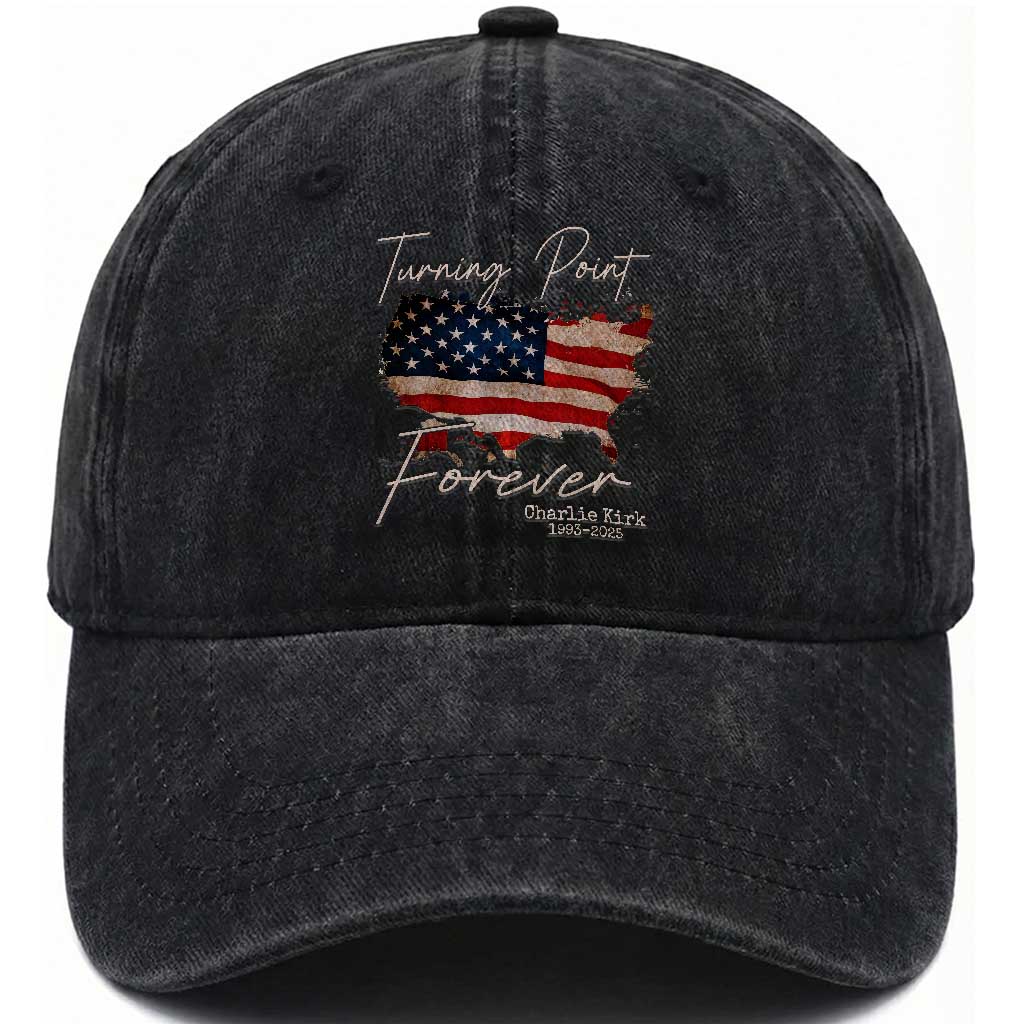 Turning Point Forever Washed Cotton Baseball Cap Patriotic American Map Vintage USA Flag TS11 Print Your Wear