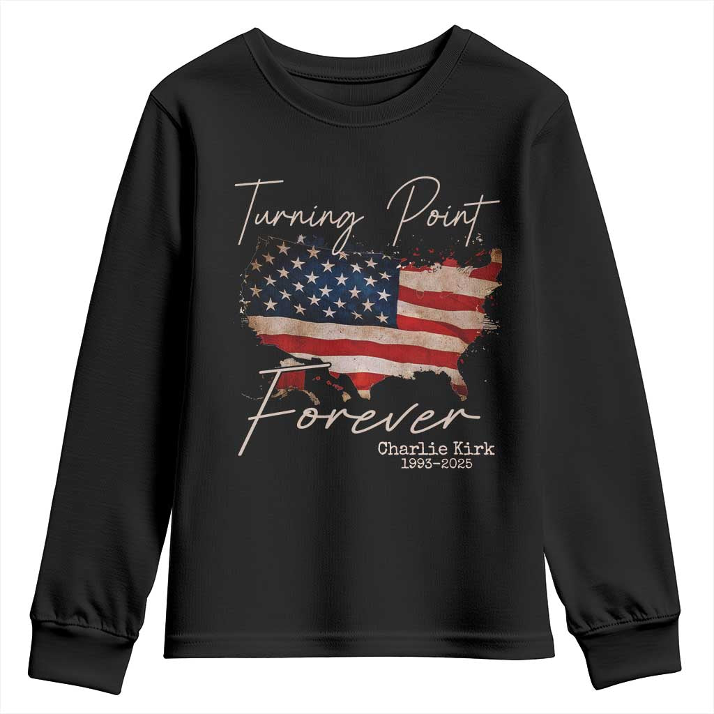 Turning Point Forever Youth Sweatshirt Patriotic American Map Vintage USA Flag TS11 Black Print Your Wear