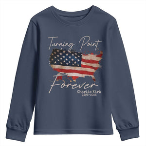 Turning Point Forever Youth Sweatshirt Patriotic American Map Vintage USA Flag TS11 Navy Print Your Wear