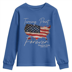 Turning Point Forever Youth Sweatshirt Patriotic American Map Vintage USA Flag TS11 Royal Blue Print Your Wear