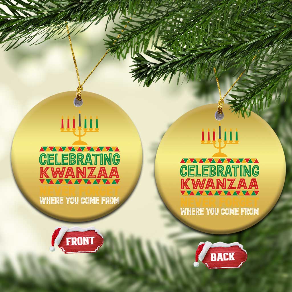 Celebrating Kwanzaa Never Forget Where You Come From Kinara Candle Christmas Ornament TS11 Circle Gold Print Your Wear