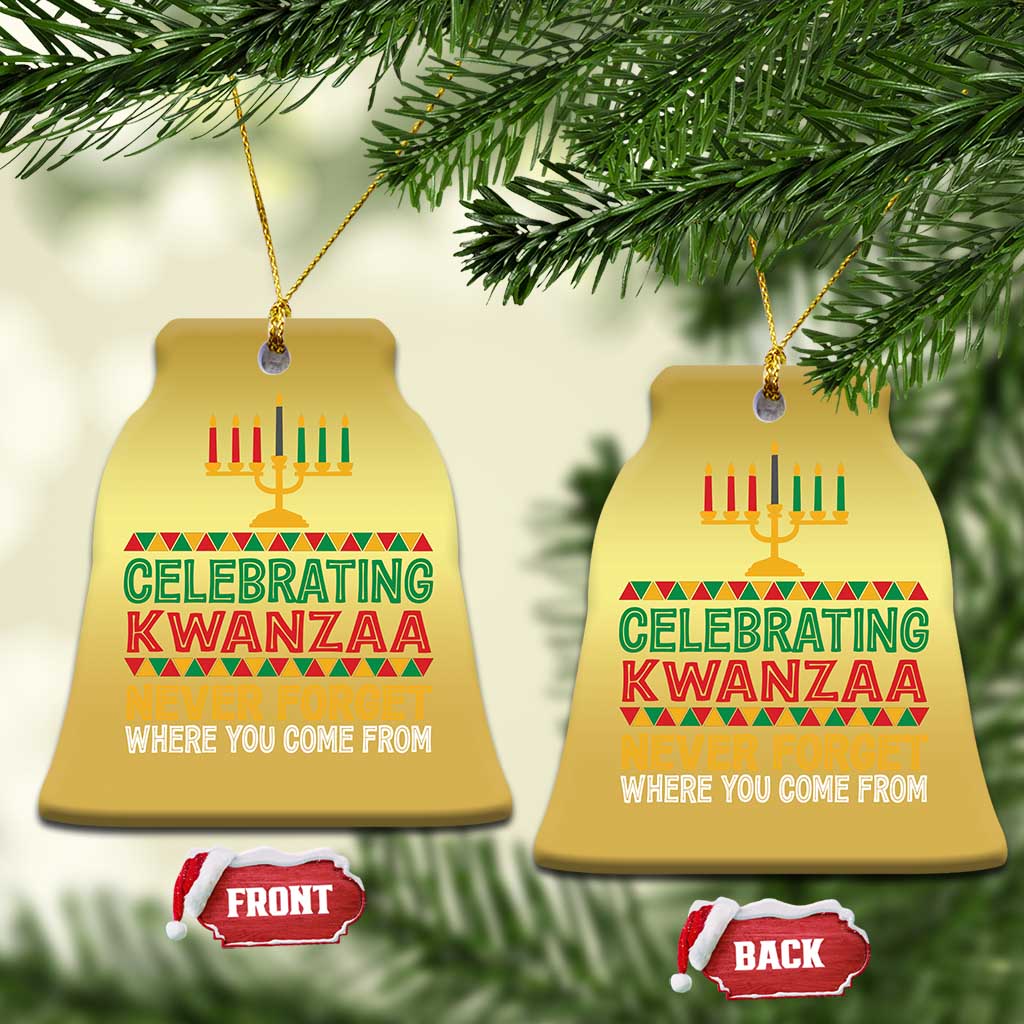 Celebrating Kwanzaa Never Forget Where You Come From Kinara Candle Christmas Ornament TS11 Bell Flake Gold Print Your Wear