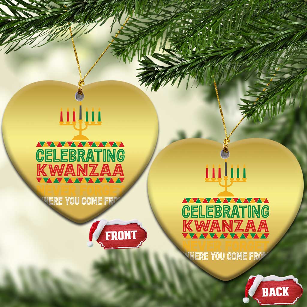 Celebrating Kwanzaa Never Forget Where You Come From Kinara Candle Christmas Ornament TS11 Heart Gold Print Your Wear