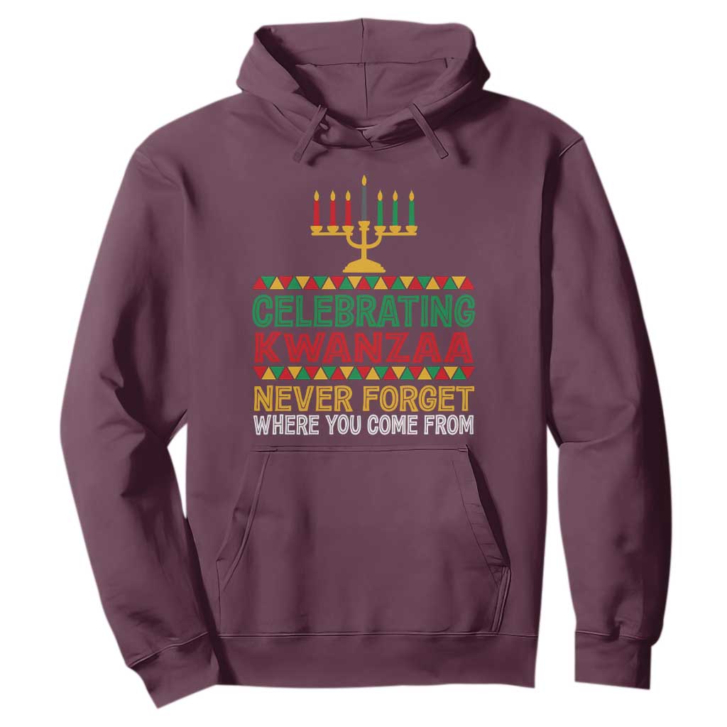 Celebrating Kwanzaa Never Forget Where You Come From Kinara Candle Hoodie TS11 Maroon Print Your Wear