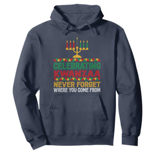 Celebrating Kwanzaa Never Forget Where You Come From Kinara Candle Hoodie TS11 Navy Print Your Wear