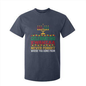 Celebrating Kwanzaa Never Forget Where You Come From Kinara Candle T Shirt For Kid TS11 Navy Print Your Wear
