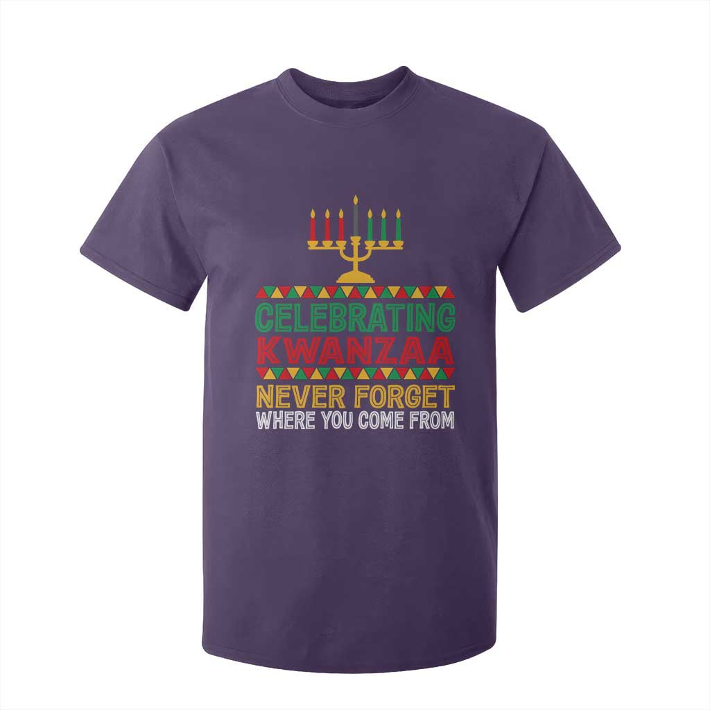 Celebrating Kwanzaa Never Forget Where You Come From Kinara Candle T Shirt For Kid TS11 Purple Print Your Wear