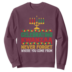 Celebrating Kwanzaa Never Forget Where You Come From Kinara Candle Sweatshirt TS11 Maroon Print Your Wear