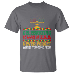 Celebrating Kwanzaa Never Forget Where You Come From Kinara Candle T Shirt TS11 Charcoal Print Your Wear